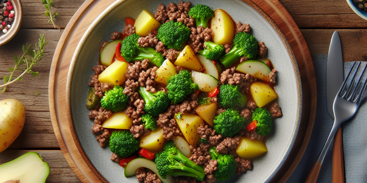 Gehakt met broccoli en aardappel