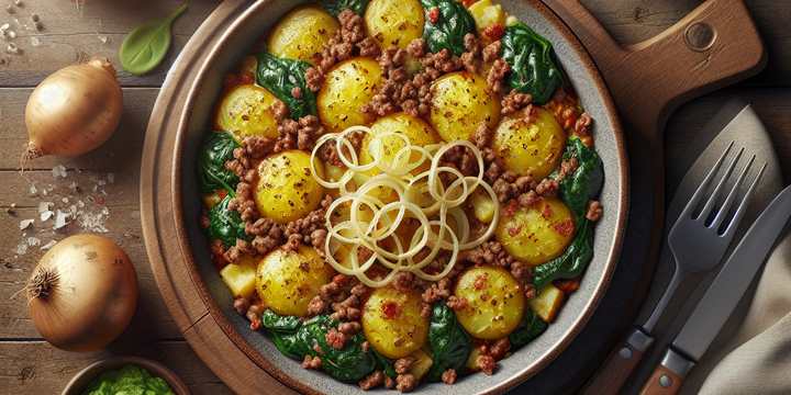 Nederlands recept: Aardappelschotel met gehakt en spinazie