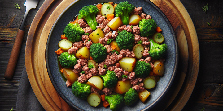 Gehakt met broccoli en aardappel